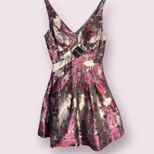 Floral Pink and Silver Dress